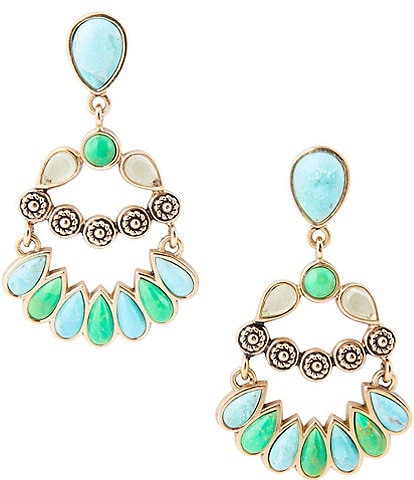 Barse Bronze and Genuine Stone Statement Drop Earrings