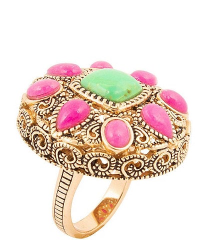Barse Bronze and Genuine Stone Statement Ring