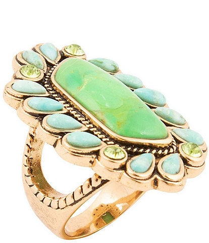Barse Bronze and Genuine Stone Statement Ring