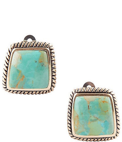 Barse Bronze And Genuine Stone Turquoise Clip Earrings