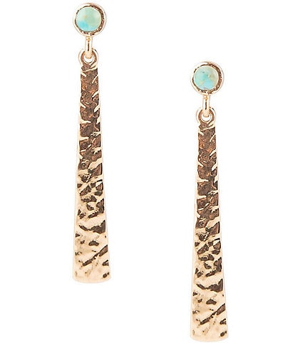 Barse Bronze and Genuine Stone Turquoise Linear Earrings