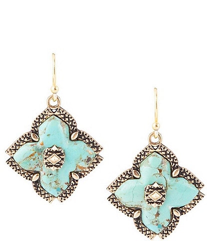 Barse Bronze and Genuine Stone Turquoise Statement Drop Earrings