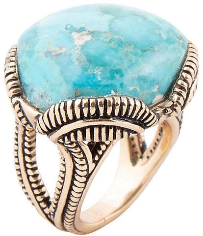 Barse Bronze and Genuine Turquoise 1'' Statement Ring