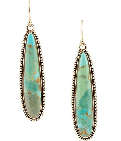 Barse Bronze and Genuine Turquoise Linear Earrings
