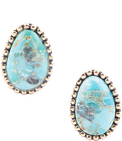 Barse Bronze and Genuine Turquoise Clip Earrings