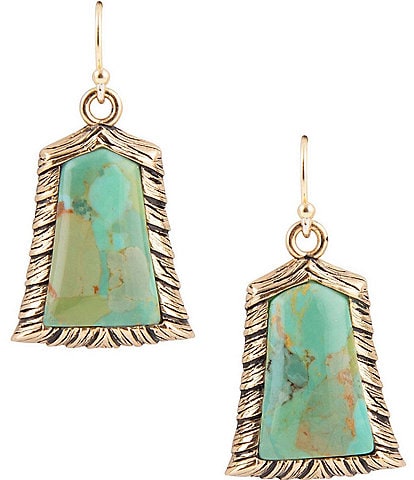 Barse Bronze and Genuine Turquoise Drop Earrings