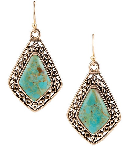 Barse Genuine Turquoise and Bronze Drop Earrings