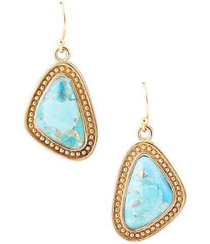 Barse Bronze and Genuine Turquoise French Wire Drop Earrings