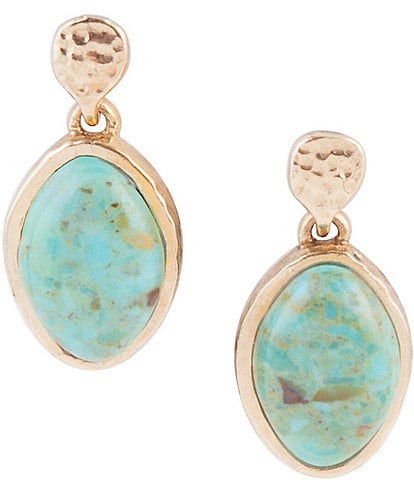 Barse Bronze and Genuine Turquoise Oval Drop Earrings