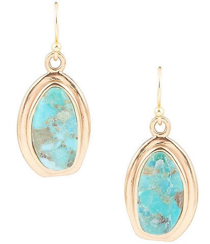 Barse Bronze and Genuine Turquoise Drop Earrings