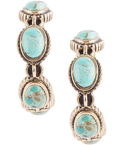 Barse Bronze and Genuine Turquoise Hoop Earrings