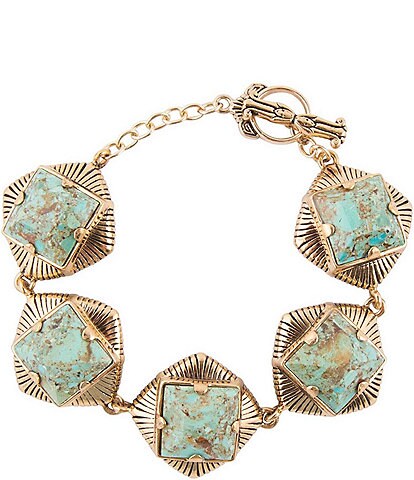 Barse Bronze and Genuine Turquoise Line Bracelet