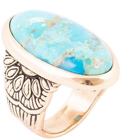 Barse Bronze and Genuine Turquoise Onyx Statement Ring