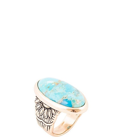 Barse Bronze and Genuine Turquoise Onyx Statement Ring