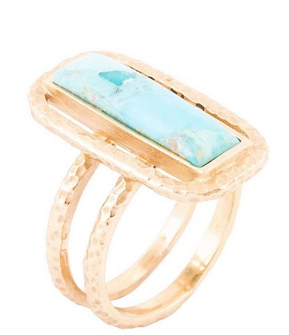 Barse Bronze and Genuine Turquoise Slip Statement Ring