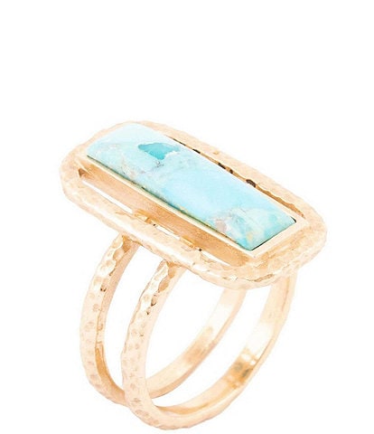Barse Willa Blue Turquoise Golden Statement Ring