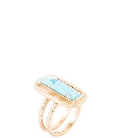 Barse Willa Blue Turquoise Golden Statement Ring