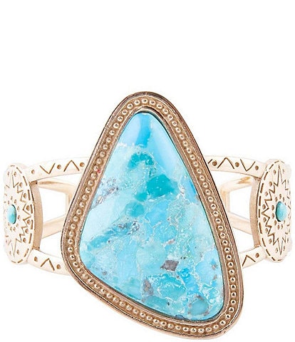 Barse Bronze and Genuine Turquoise Statement Cuff Bracelet