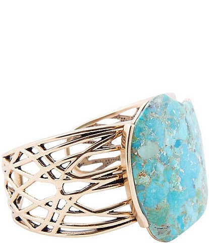 Barse Bronze and Genuine Turquoise Statement Cuff Bracelet