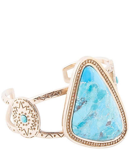 Barse Tulum Blue Turquoise Golden Cuff Bracelet