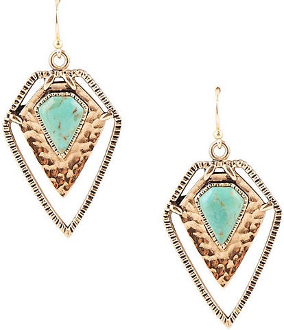 Barse Bronze and Genuine Turquoise Statement Drop Earrings