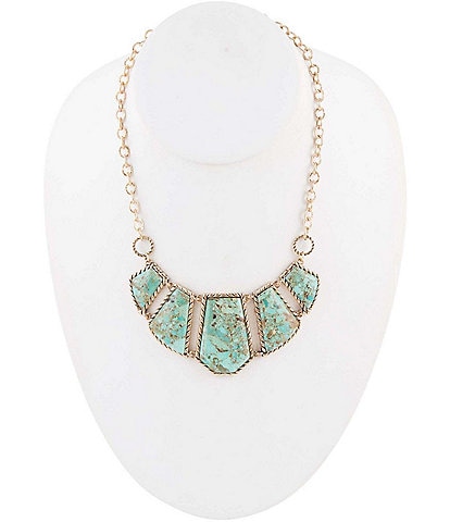 Barse Bronze and Genuine Turquoise Statement Necklace