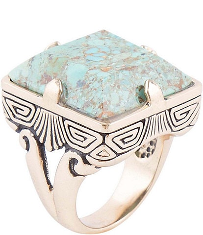 Barse Bronze and Genuine Turquoise Square Statement Ring