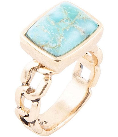 Barse Bronze and Genuine Turquoise Stone Bronze Metal Statement Ring