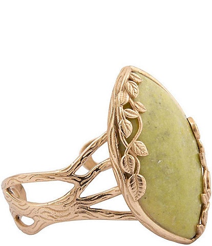 Barse Bronze and Green Jasper Enchanted Vine Cuff Bracelet