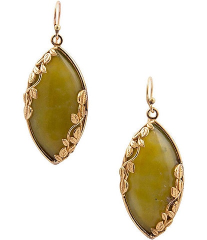 Barse Bronze and Green Jasper Enchanted Vine Statement Drop Earrings
