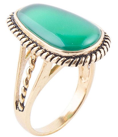 Barse Bronze And Green Onyx Genuine Stone Cocktail Ring
