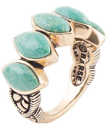 Barse Bronze and Turquoise Genuine Stone Band Ring