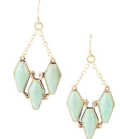 Barse Bronze and Green Turquoise Genuine Stone Drop Earrings