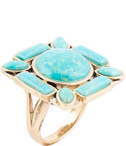 Barse Bronze and Green Turquoise Genuine Stone Statement Ring