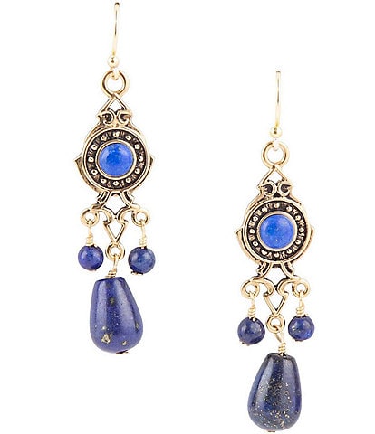 Barse Bronze and Lapis Genuine Stone Chandelier Earrings