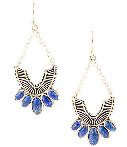 Barse Bronze and Lapis Genuine Stone Statement Chandelier Earrings