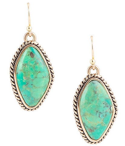 Barse Bronze and Lime Turquoise Drop Earrings