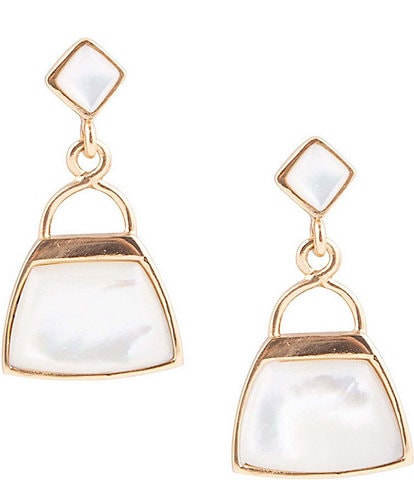 Barse Bronze and Mother-of-Pearl Drop Earrings