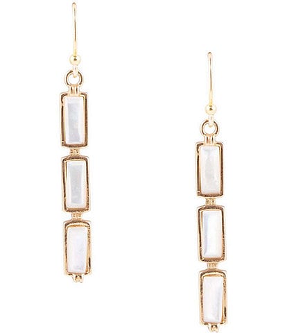Barse Bronze and Mother-of-Pearl Linear Earrings