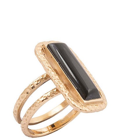 Barse Bronze and Onyx Wavy Statement Ring