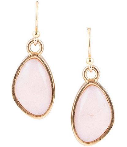 Barse Bronze and Pink Opal Genuine Stone Drop Earrings