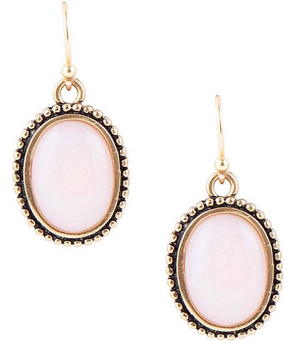 Barse Bronze Genuine Pink Opal Drop Earrings