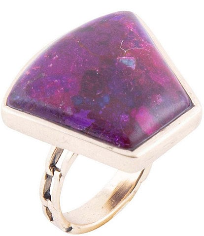 Barse Bronze and Purple Genuine Turquoise Trapezoid Shape Statement Ring