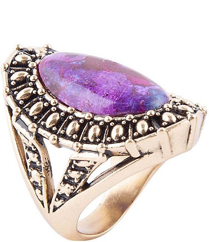 Barse Bronze and Purple Turquoise Statement Ring