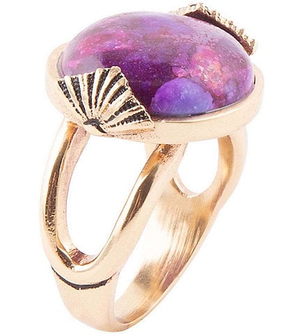 Barse Bronze and Purple Turquoise Statement Cocktail Ring