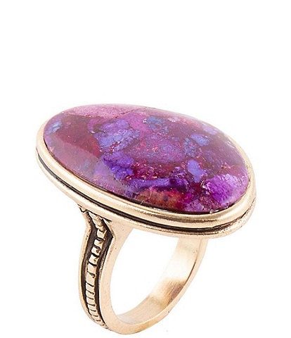 Barse Aruba Purple Turquoise Golden Statement Ring