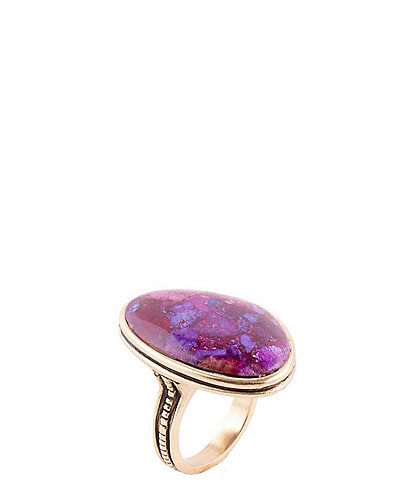 Barse Aruba Purple Turquoise Golden Statement Ring
