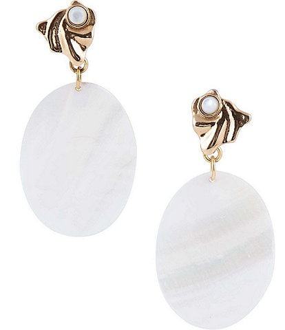 Barse Bronze and Shell Drop Earrings