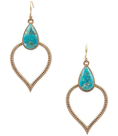 Barse Bronze and Turquoise Aero Statement Drop Earrings