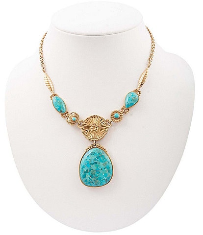 Barse Agave Turquoise Statement Pendant Necklace